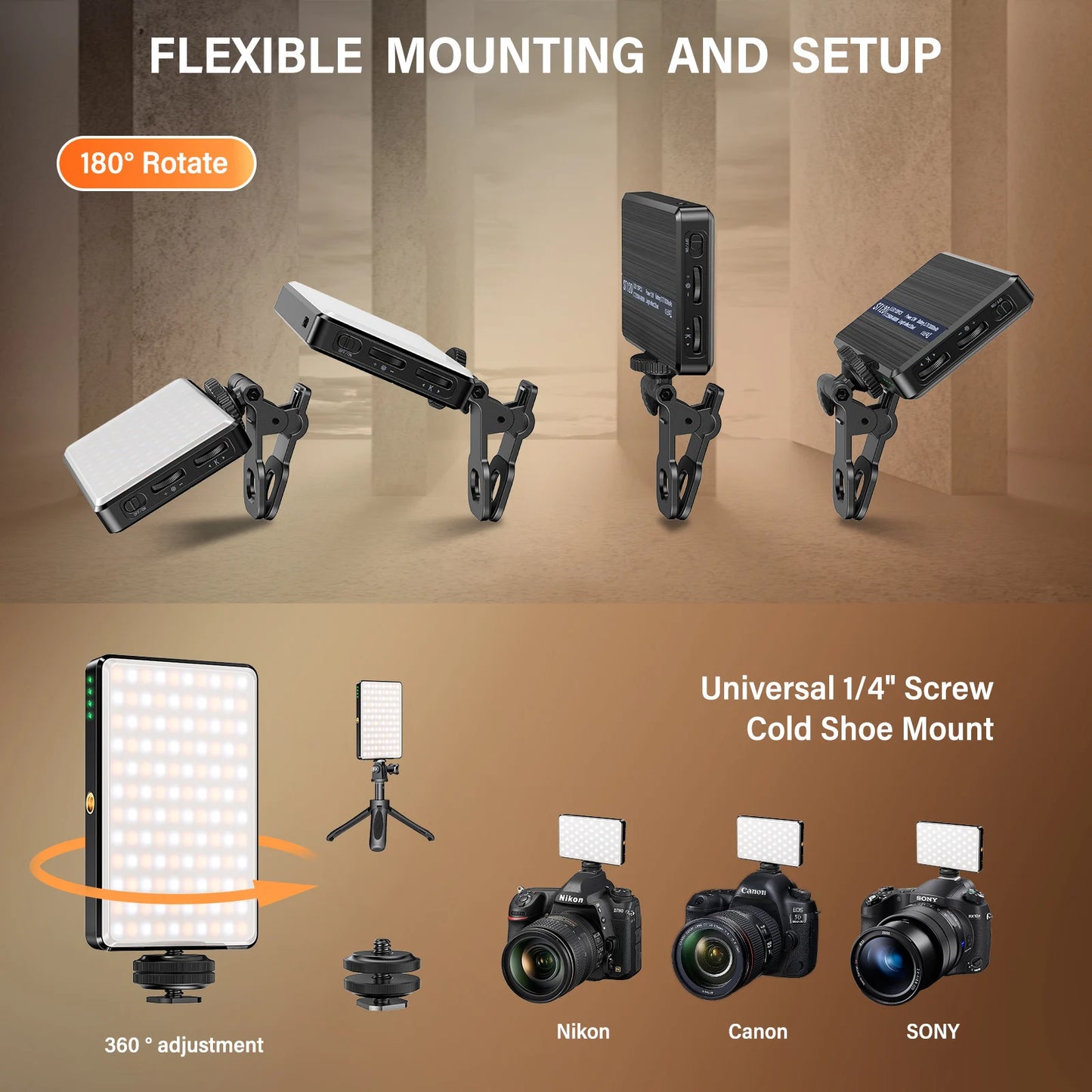 ST-120 Rechargeable LED Video Fill Light with Adjustable 3 Light Modes, CRI 95, Portable Mini Selfie Light (2500-9000K, 3000mAh)