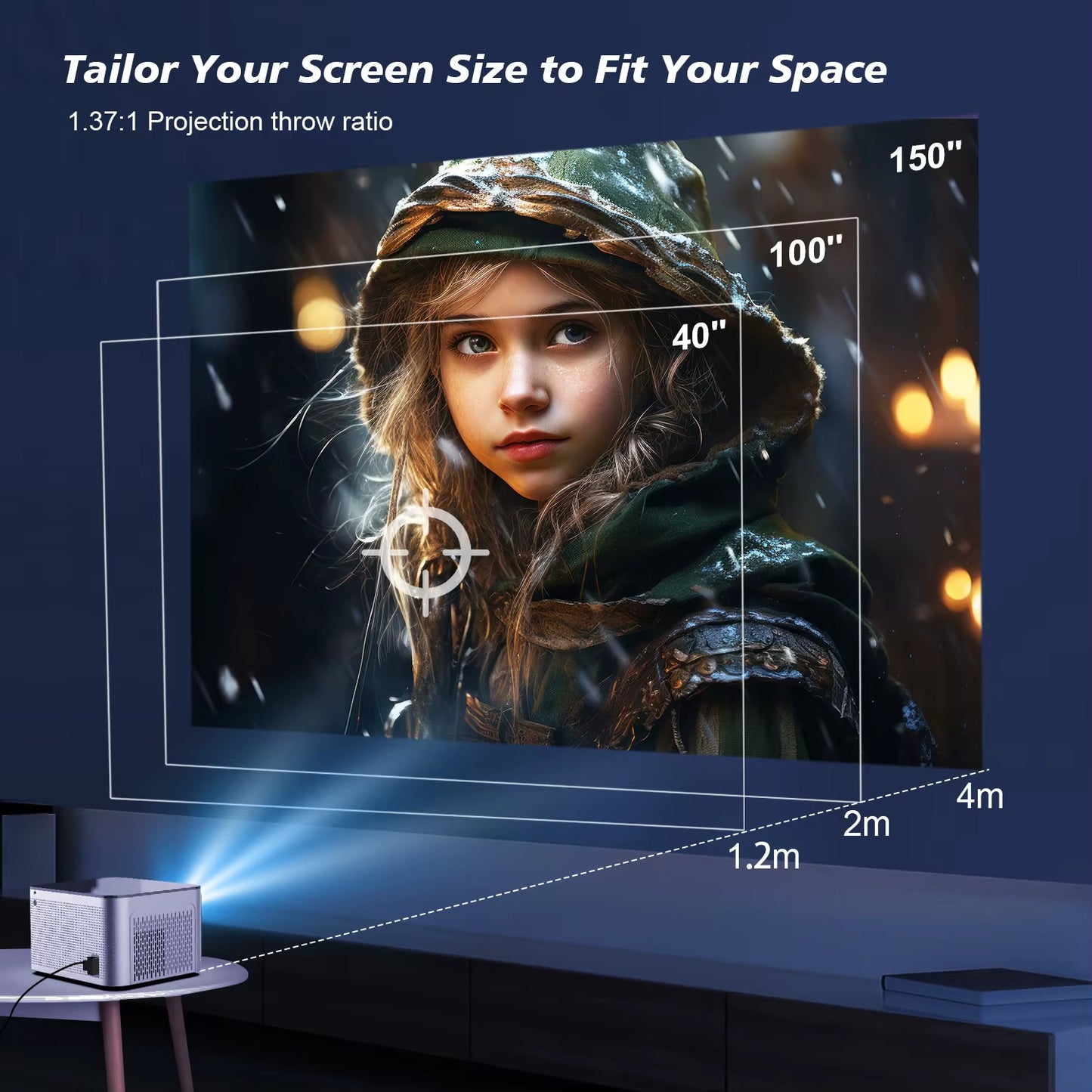 HY350 Pro 580 ANSI Lumens 4K Projector with Android 11, WiFi 6, Voice Control, Allwinner H713, and Bluetooth 5.0 for Home Cinema