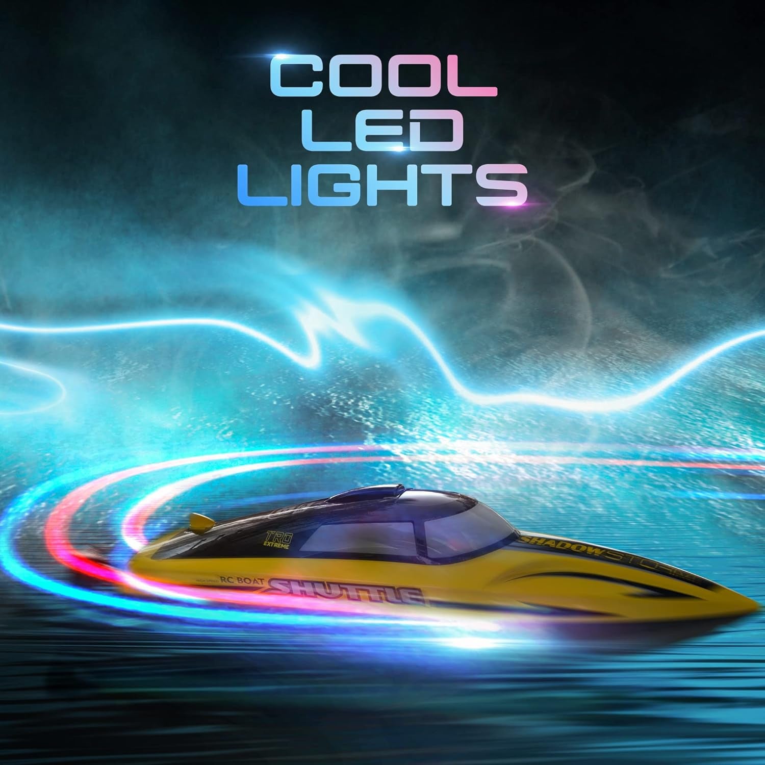 RC Boat - R208 20+ MPH Fast Remote Control Boat for Pool & Lake, 2.4Ghz RC Boats for Adults & Kids with Rechargeable Battery, LED Light, Self-Righting, Christmas Birthday Gifts for Boys