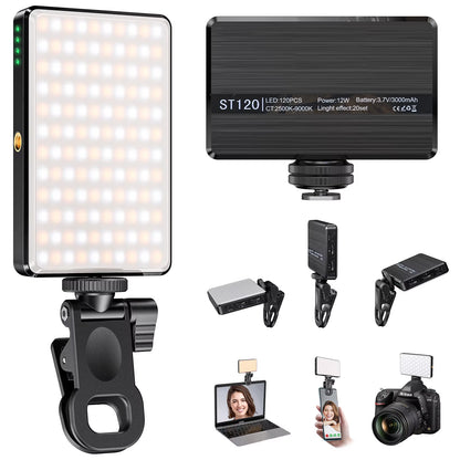 ST-120 Rechargeable LED Video Fill Light with Adjustable 3 Light Modes, CRI 95, Portable Mini Selfie Light (2500-9000K, 3000mAh)
