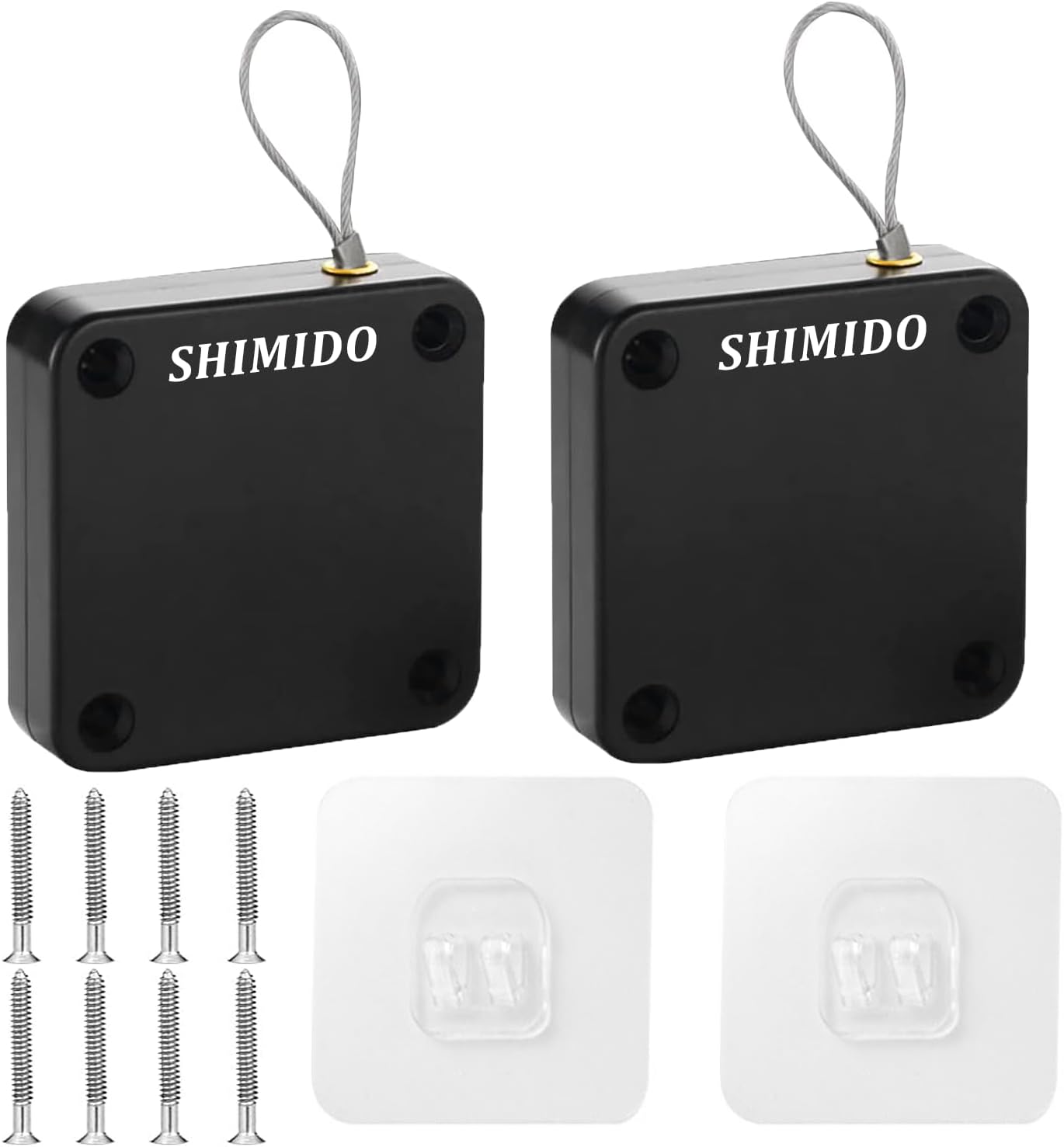 Upgraded Punch-Free 1000G Automatic Screen Door Closer, Storm & Sliding Screen Auto Door Closer with Steel Drawstring for Bathroom, Bedroom, Study Room Etc. (2 Pack Black)