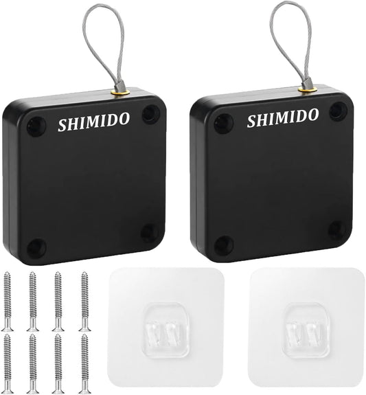 Upgraded Punch-Free 1000G Automatic Screen Door Closer, Storm & Sliding Screen Auto Door Closer with Steel Drawstring for Bathroom, Bedroom, Study Room Etc. (2 Pack Black)