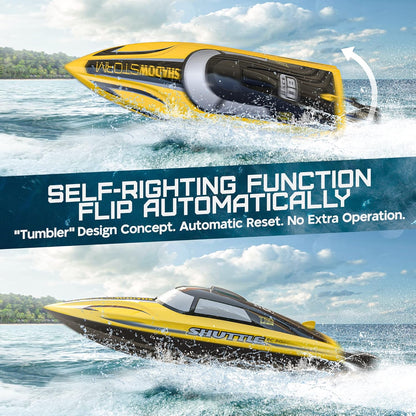 RC Boat - R208 20+ MPH Fast Remote Control Boat for Pool & Lake, 2.4Ghz RC Boats for Adults & Kids with Rechargeable Battery, LED Light, Self-Righting, Christmas Birthday Gifts for Boys