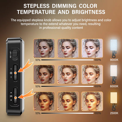 ST-120 Rechargeable LED Video Fill Light with Adjustable 3 Light Modes, CRI 95, Portable Mini Selfie Light (2500-9000K, 3000mAh)