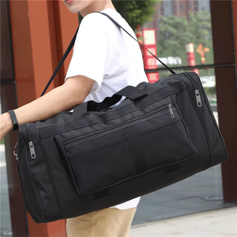 Nylon Travel Duffel Bag for Men and Women - Large Capacity Carry-On Luggage and Weekender Gym Holdall