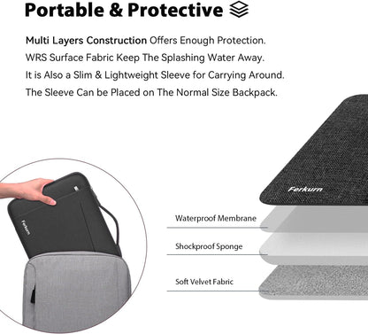 Laptop Case Sleeve for Men Women Chromebook Case Compatible with Macbook Air/Pro Lenovo Surface HP Dell ASUS Acer, 14 Inch, Black