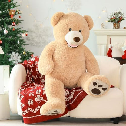 Smile Giant Teddy Bear, 51Inch Large Stuffed Bears with Big Footprints, Big Stuffed Animals Cuddly Plush Gifts for Girlfriends, Boyfriend, Brown